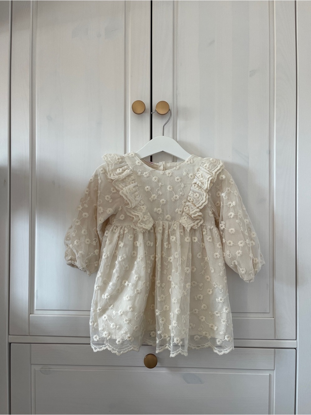 Zara Cream Lace Ruffle Floral Dress